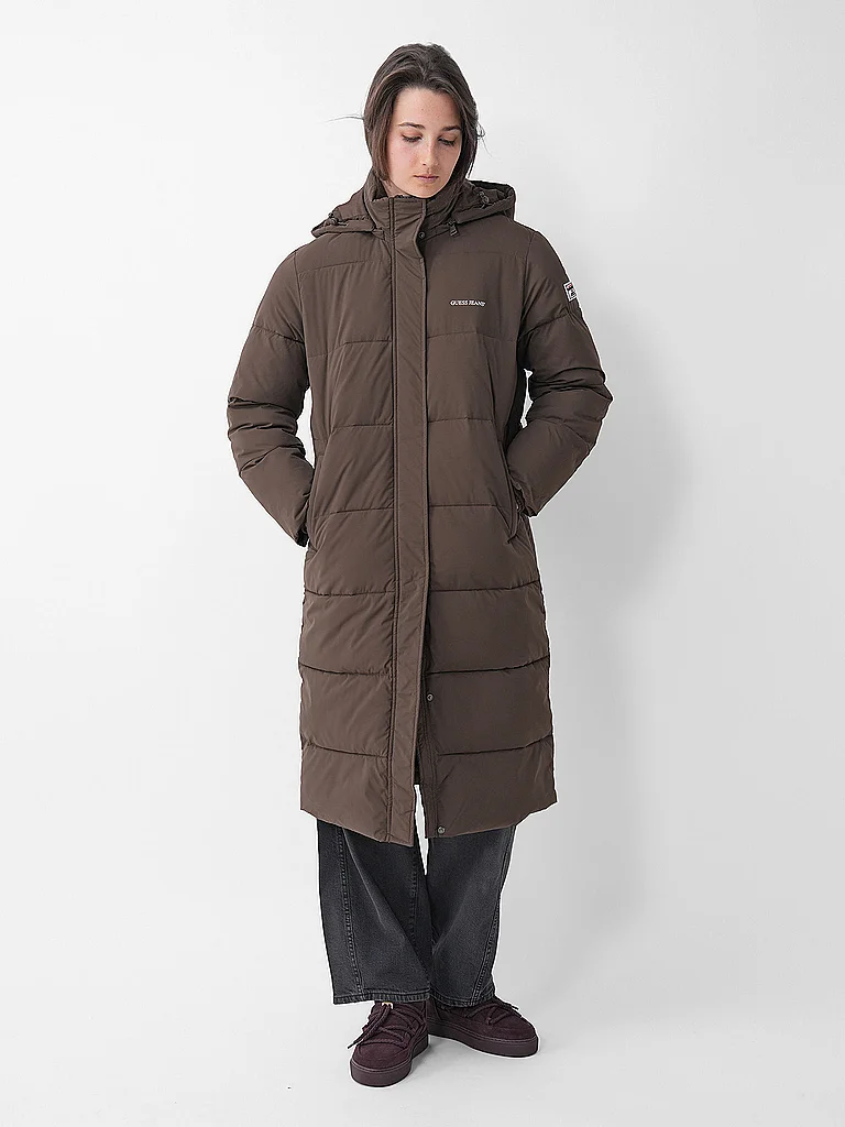 Guess Women Quilted Coat Brown L 2