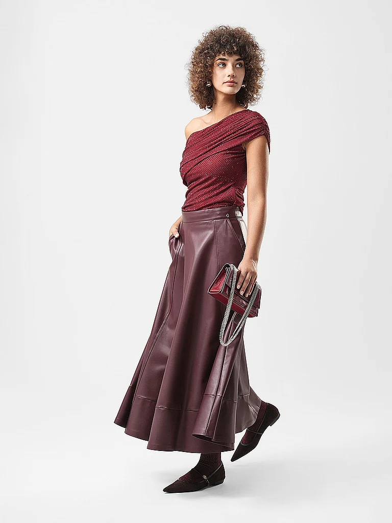 Guess Midi Skirt Dark Red Size S Women 2