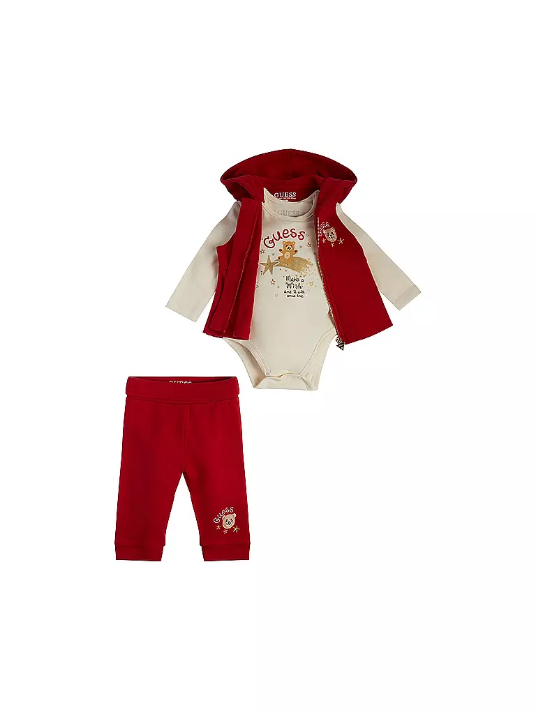 GUESS | Baby Set - Body Gilet Hose 3 teilig  X-MAS  | rot