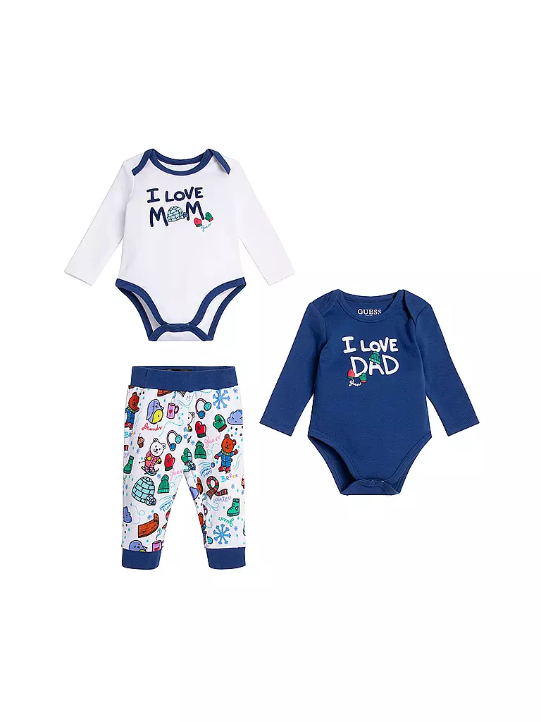 GUESS | Baby Set 3 teilig Bodys und Hose | blau