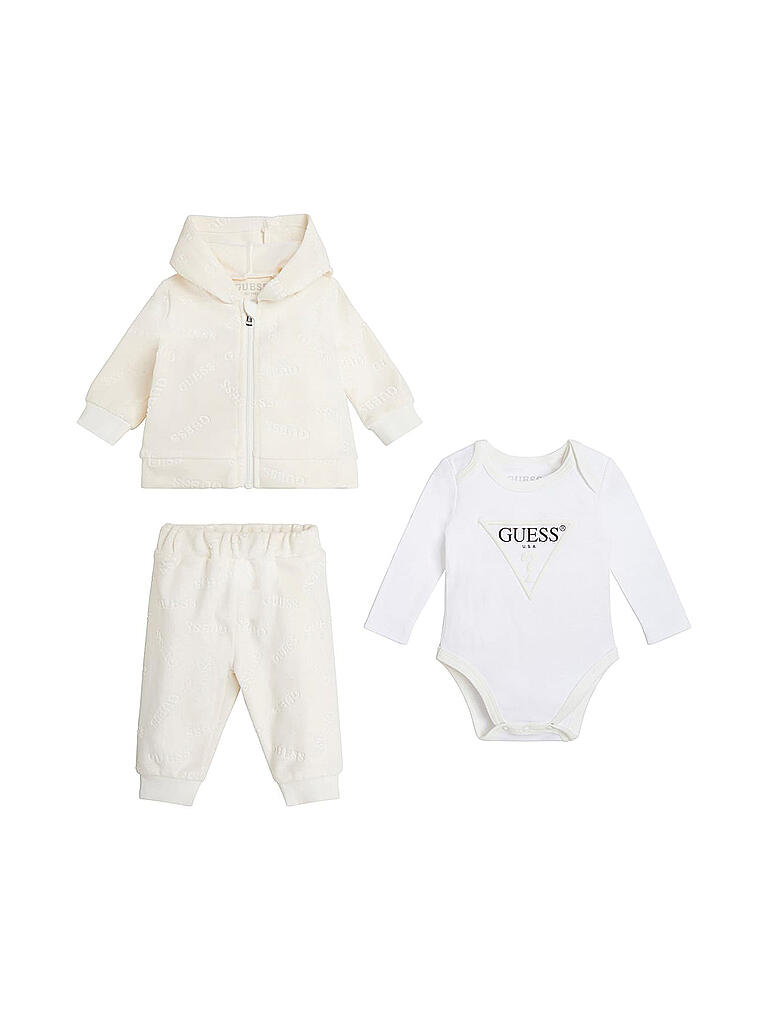 GUESS | Baby Set Sweatjacke, Body und Jogginghose 3 teilig | creme