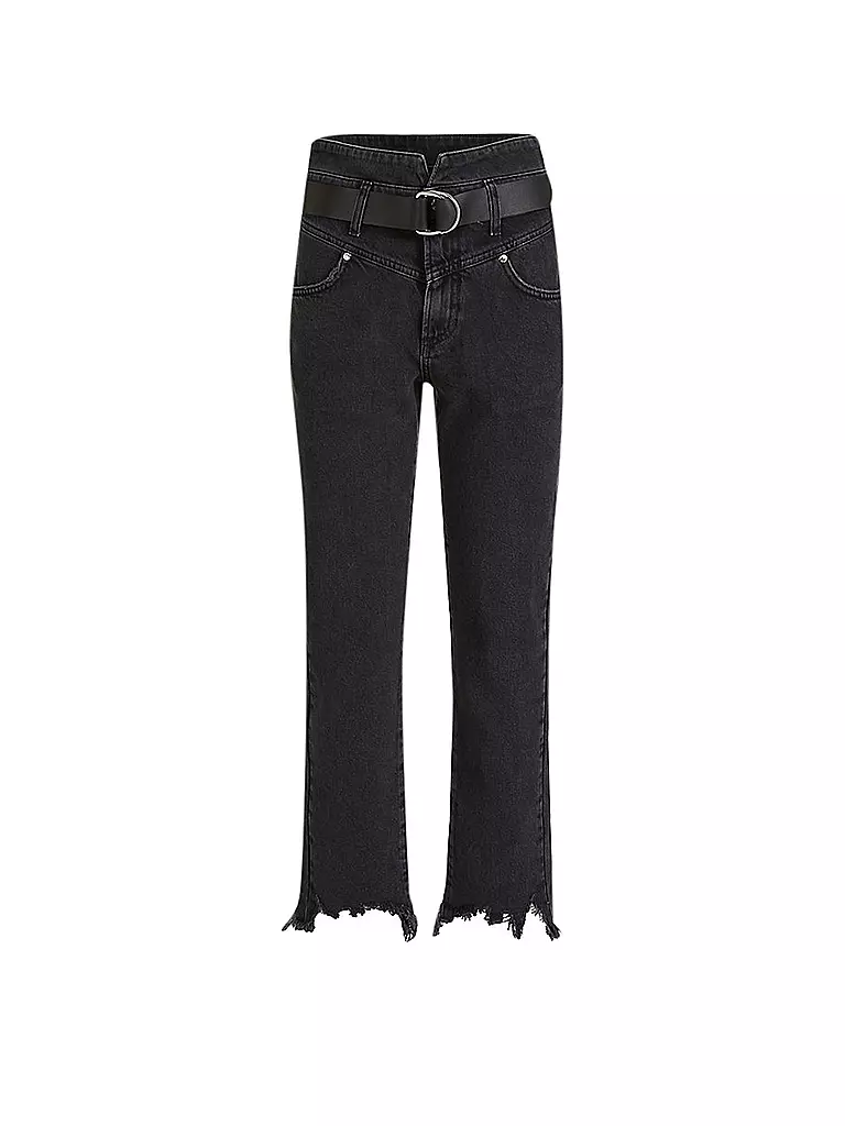 GUESS | Highwaist-Jeans Straight Fit 7/8 | schwarz