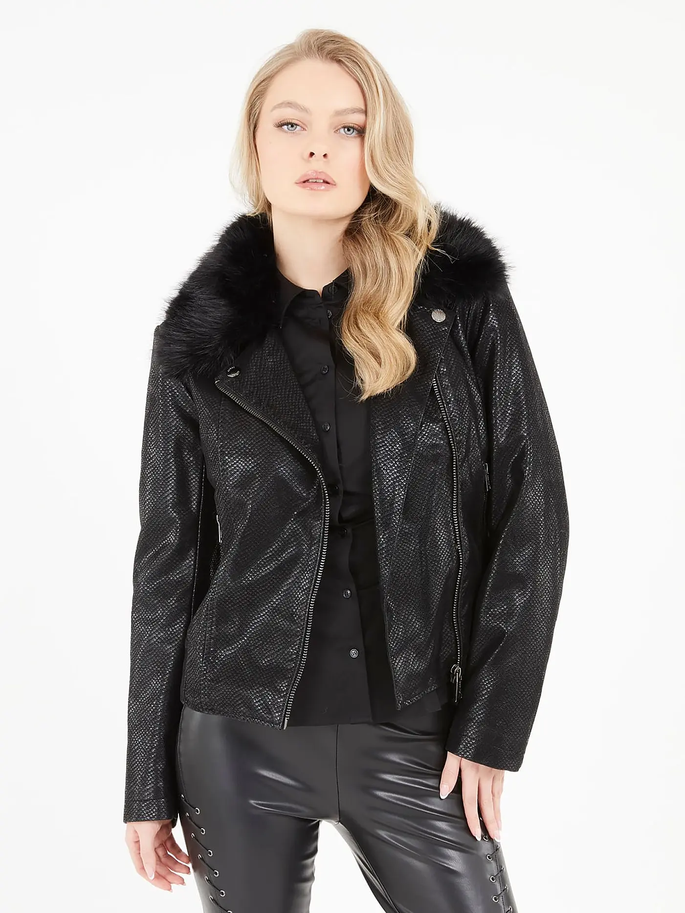 GUESS | Lederjacke NEW OLIVIA | schwarz