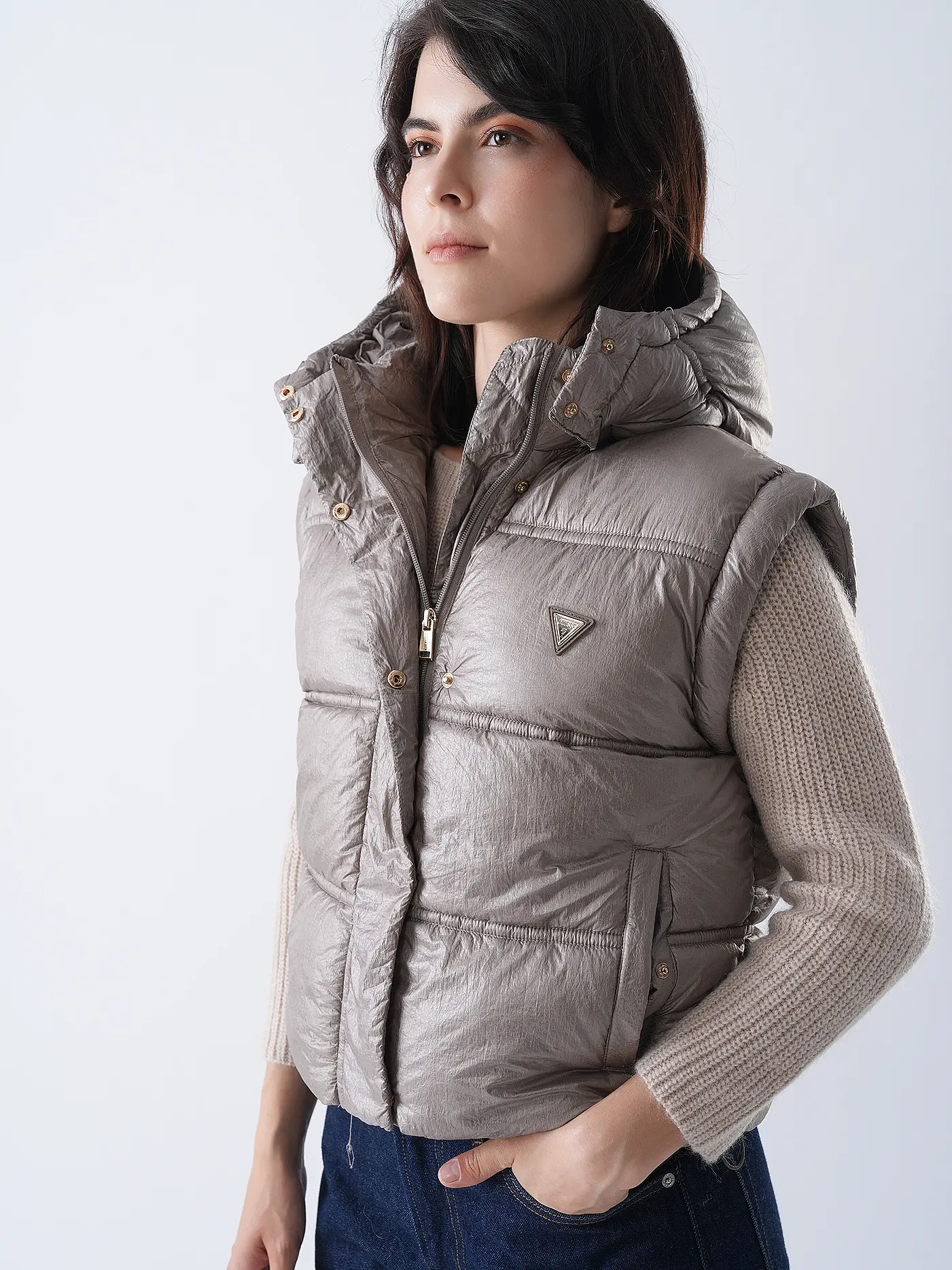 GUESS | Steppgilet  | hellbraun