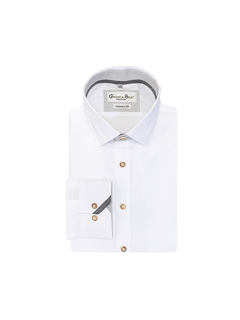 Trachtenhemd Tailored Fit weiss M herren
