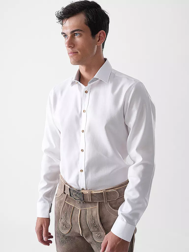 GWEIH & SILK | Trachtenhemd Tailored Fit  | weiss