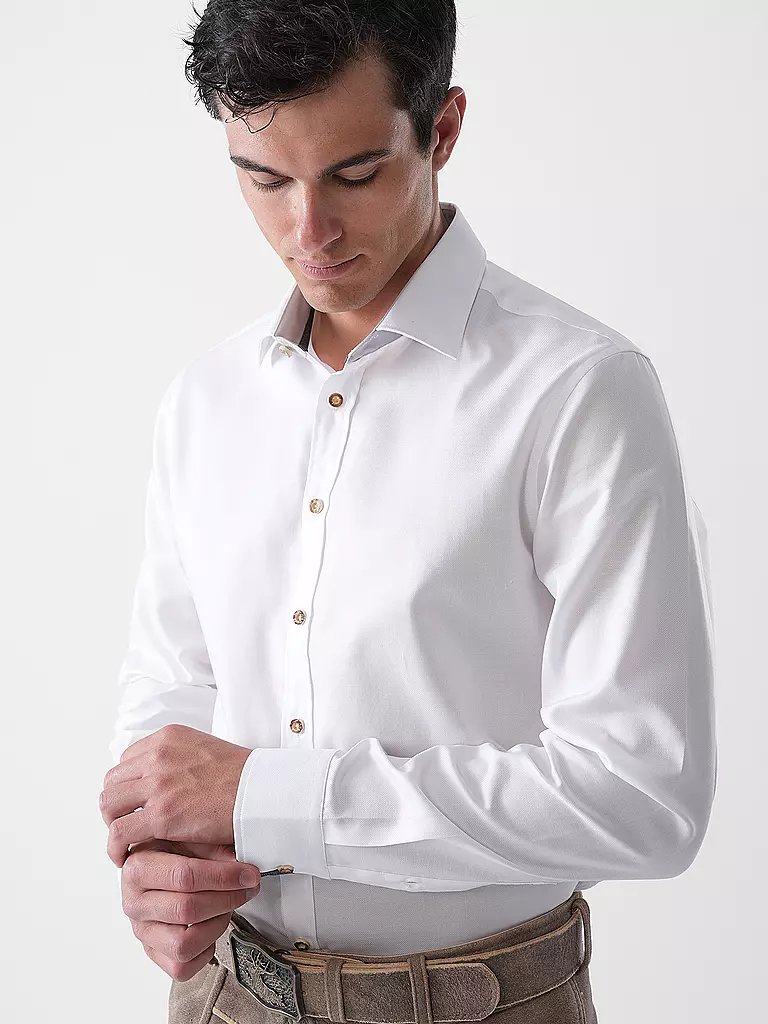 GWEIH & SILK | Trachtenhemd Tailored Fit  | weiss