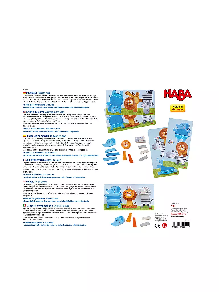 HABA | Legespiel Tierisch wild | keine Farbe