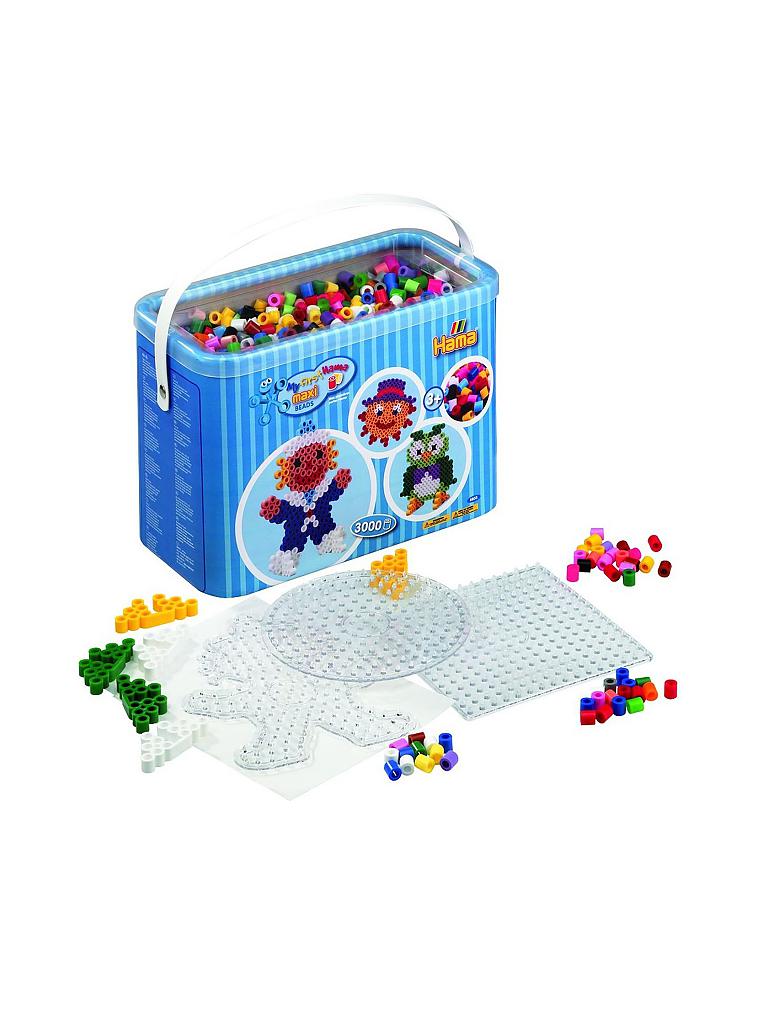 HAMA | Eimer mit circa 3000 Maxiperlen und 3 Stiftplatten  | 