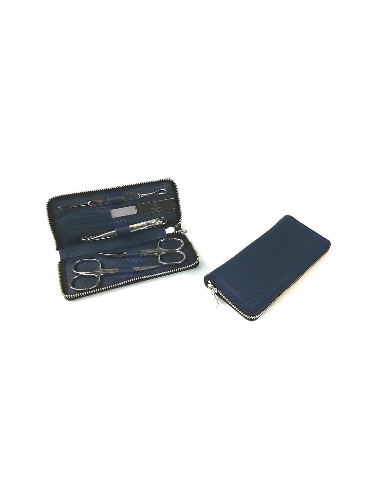 HAMMANN Set de manicura de cuero (Azul oscuro / 5 piezas)