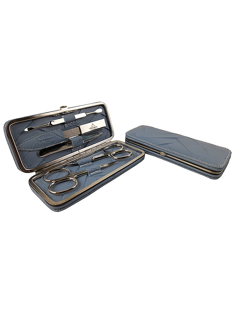 HAMMANN Set de manucure en cuir (bleu clair, 5 pièces)