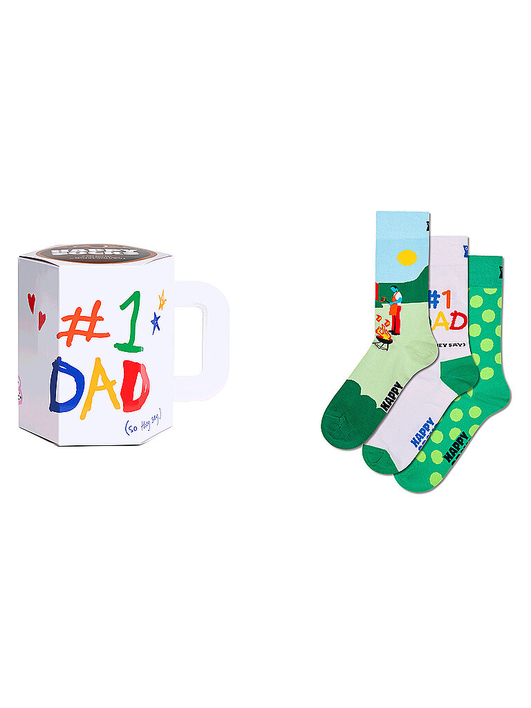 HAPPY SOCKS Herren Socken NO. 1 DAD 3er Pkg 41-46 white weiss