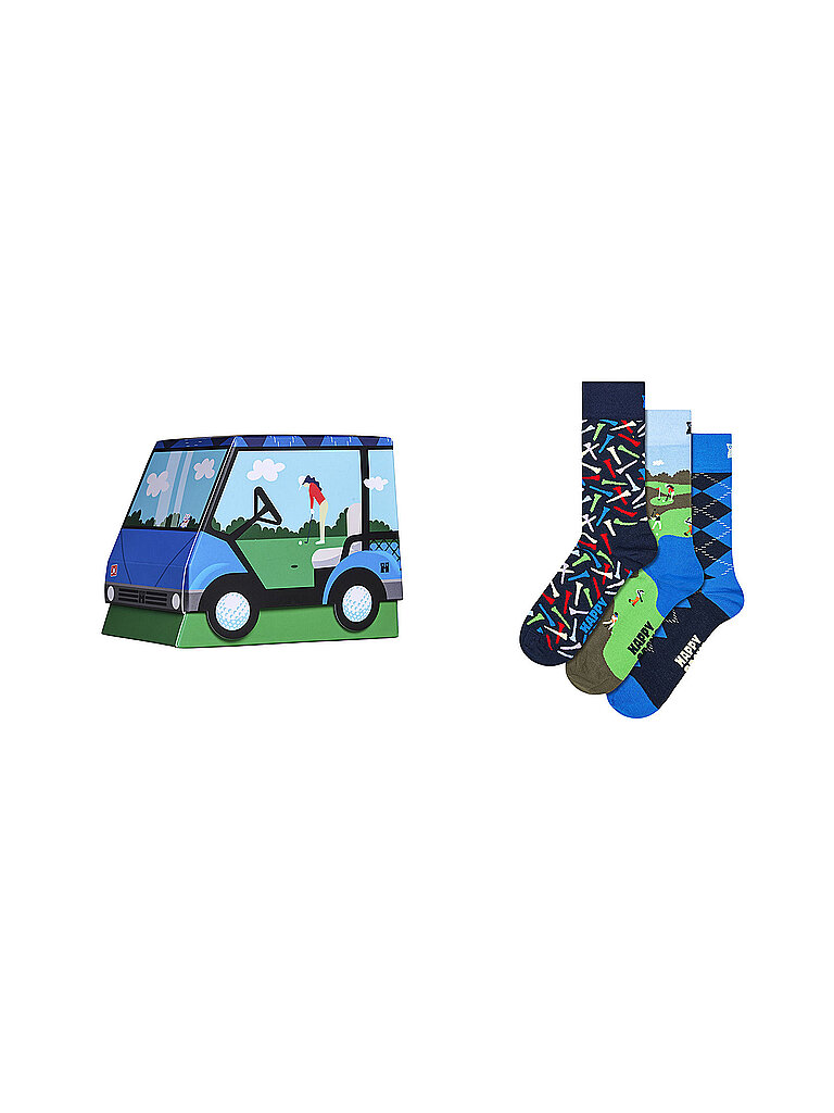 HAPPY SOCKS Herren Socken Set GOLF CART 3er Pkg. 41-46 navy dunkelblau
