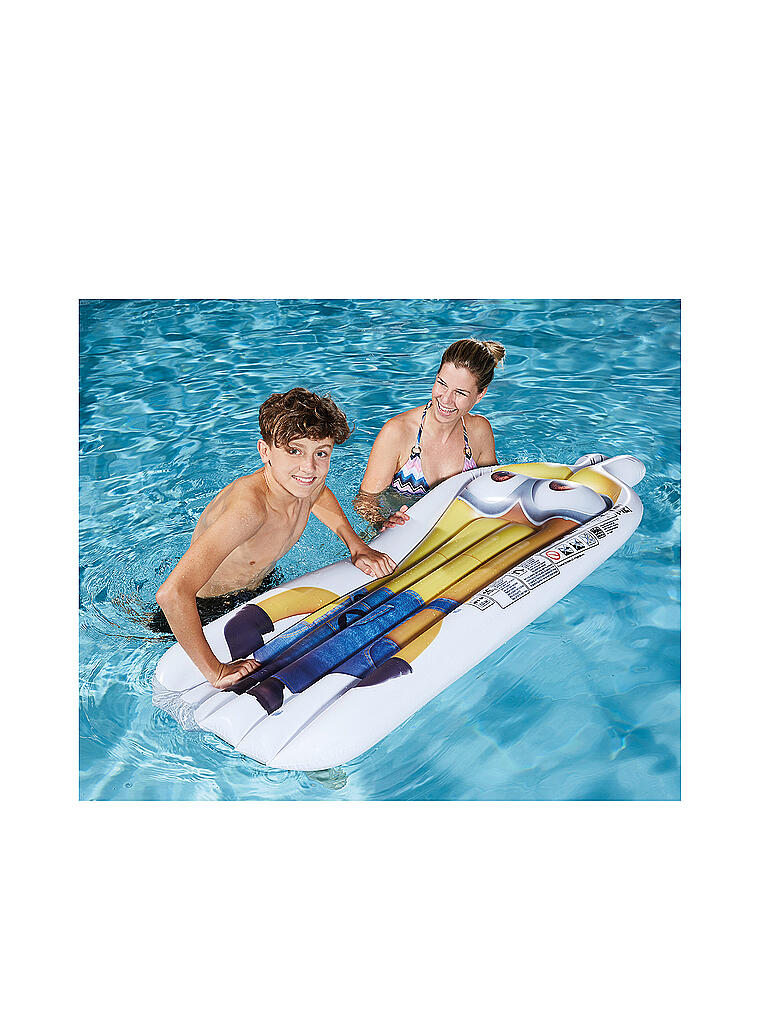 Colchón Hinchable Happy People 175x54cm - Doble Cara Azul Y Rojo, Revestimiento De Microfibra, Para Piscina Y Camping