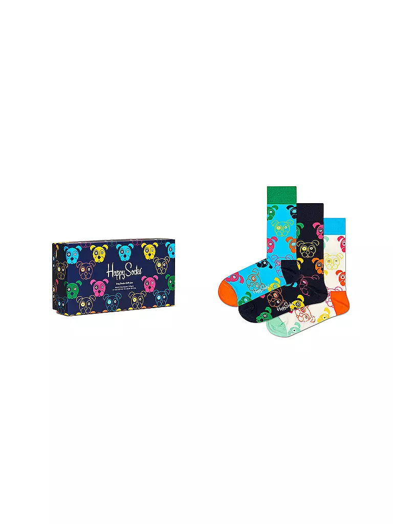 HAPPY SOCKS | Damen Geschenkbox Socken MIXED DOGS 3er Pkg 36-40 navy | dunkelblau