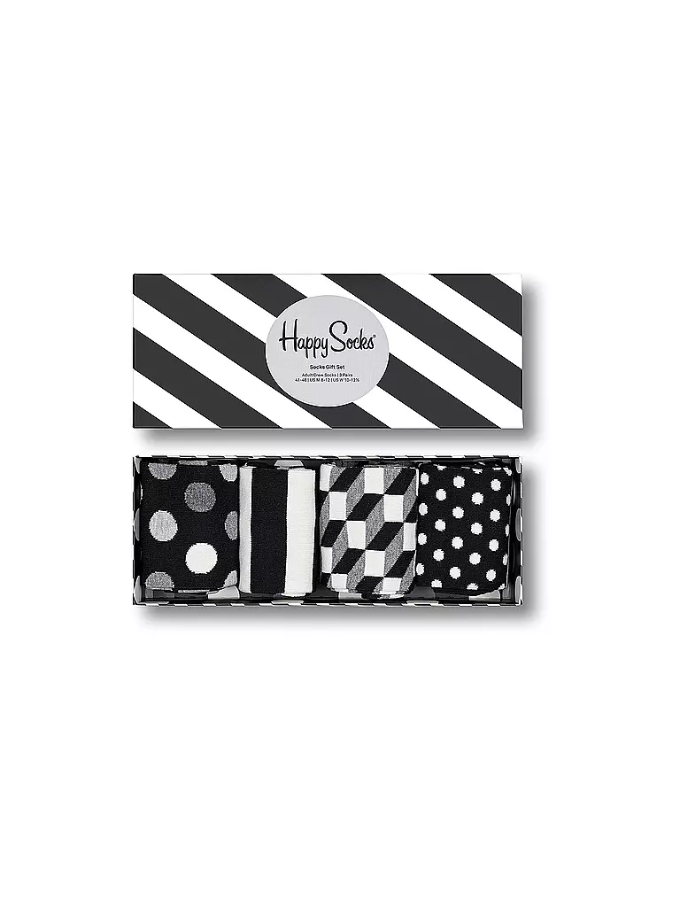 HAPPY SOCKS | Damen Geschenkset 4-er Pkg. BLACK&WHITE 36-40 black | schwarz