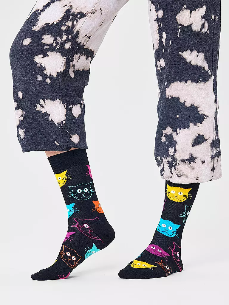 HAPPY SOCKS | Damen Socken CAT 36-40 black | schwarz