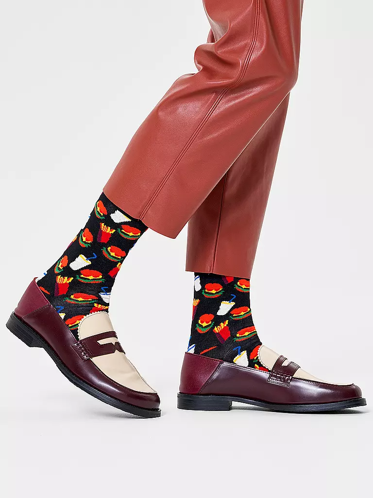 HAPPY SOCKS | Damen Socken HAMBURGER 36-40 black  | schwarz