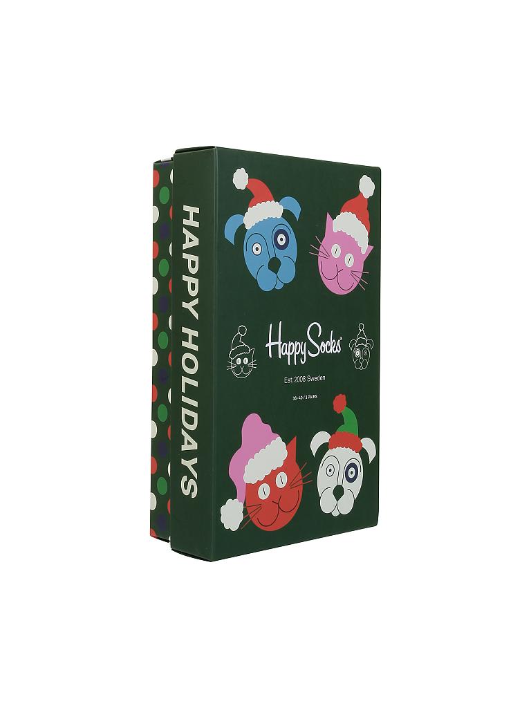 HAPPY SOCKS | Damen-Socken Geschenkbox 3-er "Santa Animals" 36-40 | bunt