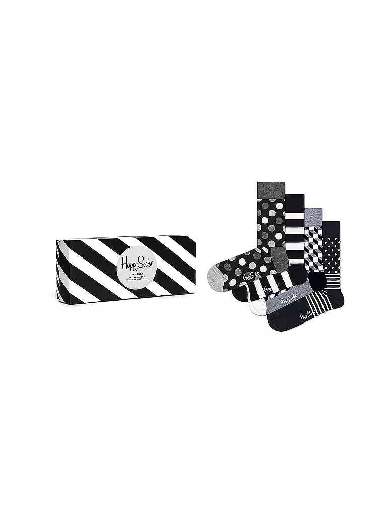 HAPPY SOCKS | Herren Geschenkbox Socken BLACK & WHITE 4-er Pkg 41-46 black | schwarz