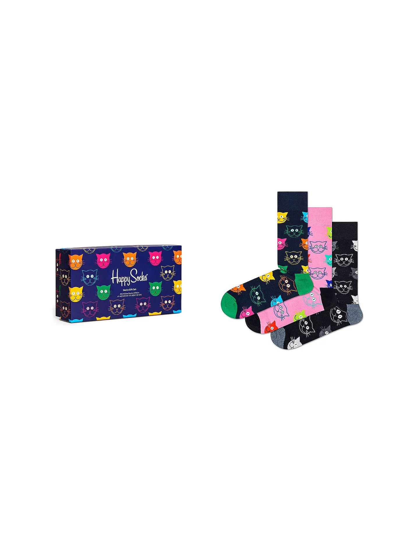 HAPPY SOCKS | Herren Geschenkbox Socken MIXED CATS 3er Pkg. 41-46 navy | dunkelblau