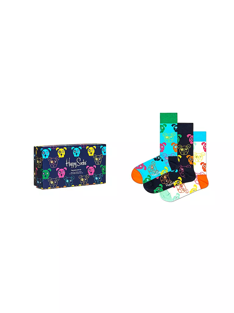 HAPPY SOCKS | Herren Geschenkbox Socken MIXED DOGS 3er Pkg 41-46 navy | dunkelblau