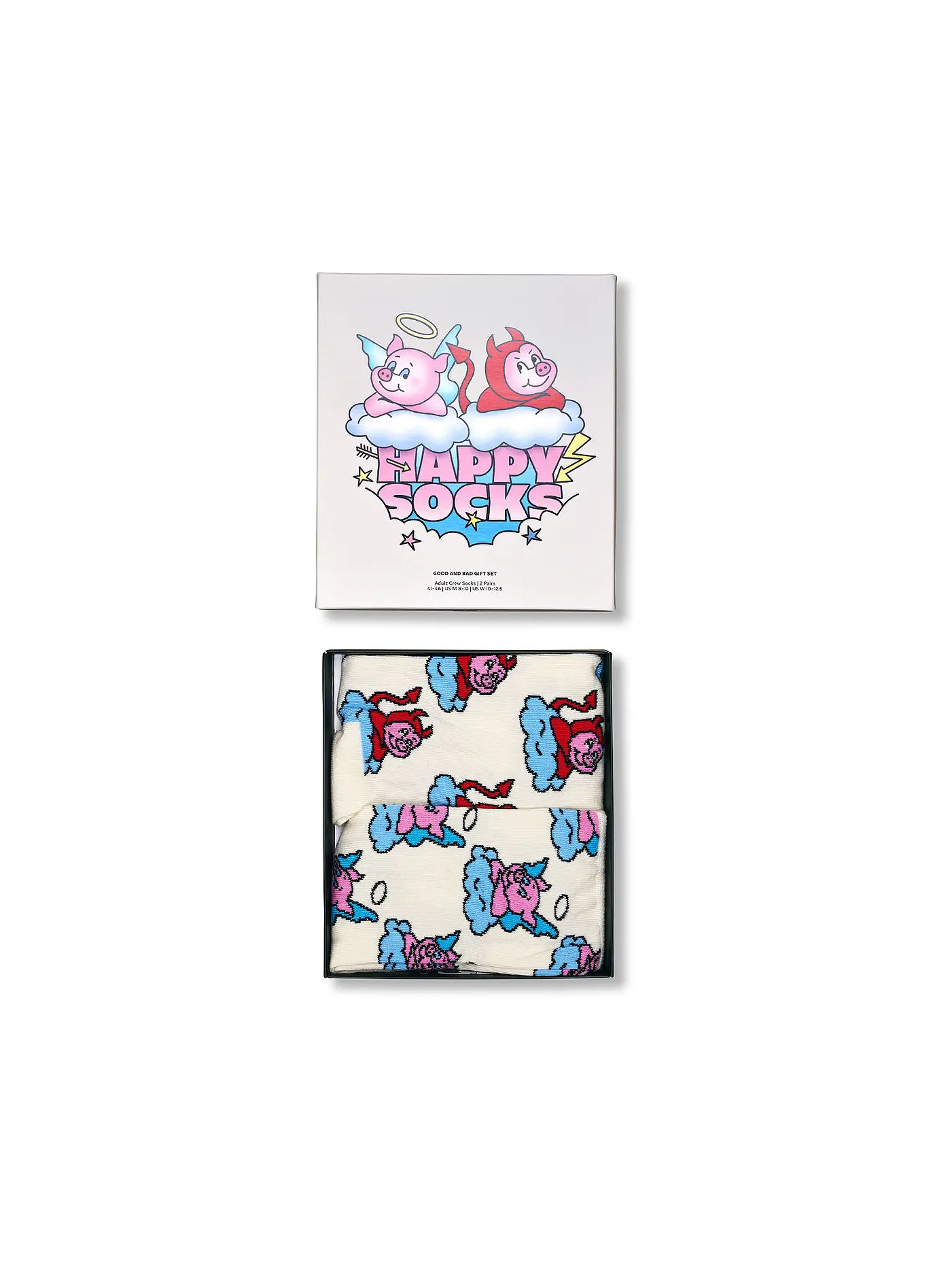 HAPPY SOCKS | Herren Geschenkset 2er Pkg. GOOD BAD PIG 41-46 white | creme