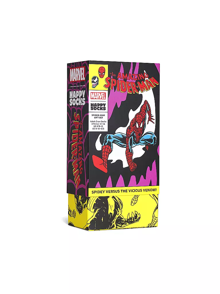HAPPY SOCKS | Herren Geschenkset 3er Pkg SPIDER MAN 41-46 purple | bunt