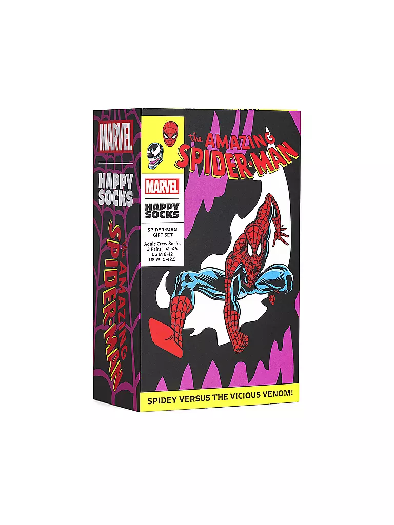 HAPPY SOCKS | Herren Geschenkset 3er Pkg SPIDER MAN 41-46 purple | bunt