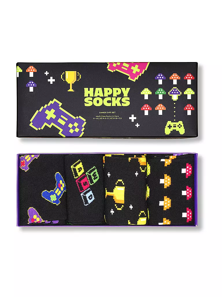 HAPPY SOCKS | Herren Geschenkset 4er Pkg GAMER 41-46 black | schwarz