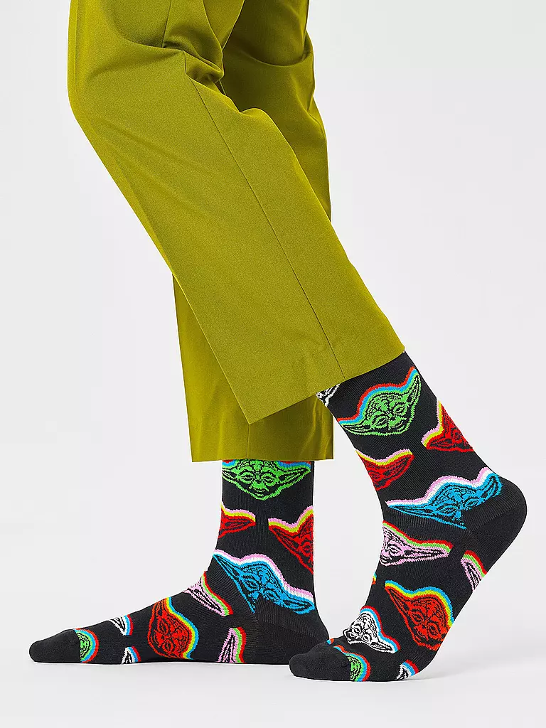 HAPPY SOCKS | Herren Socken 41-46 STAR WARS YODA black | schwarz