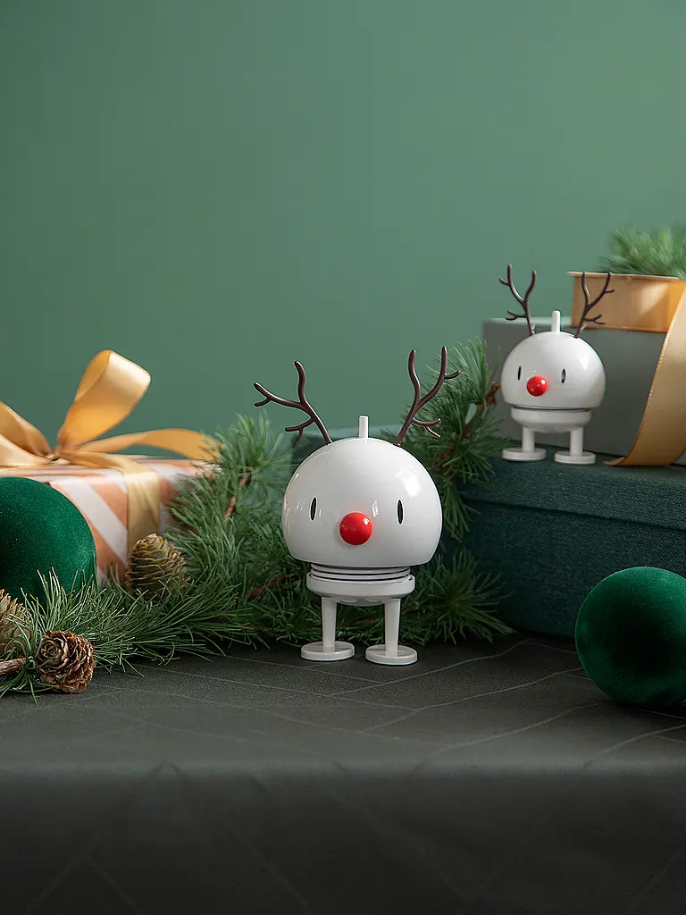 HOPTIMIST | Dekofigur Weihnachts Classic Bumble 9,5cm White Reideer  | Weiss