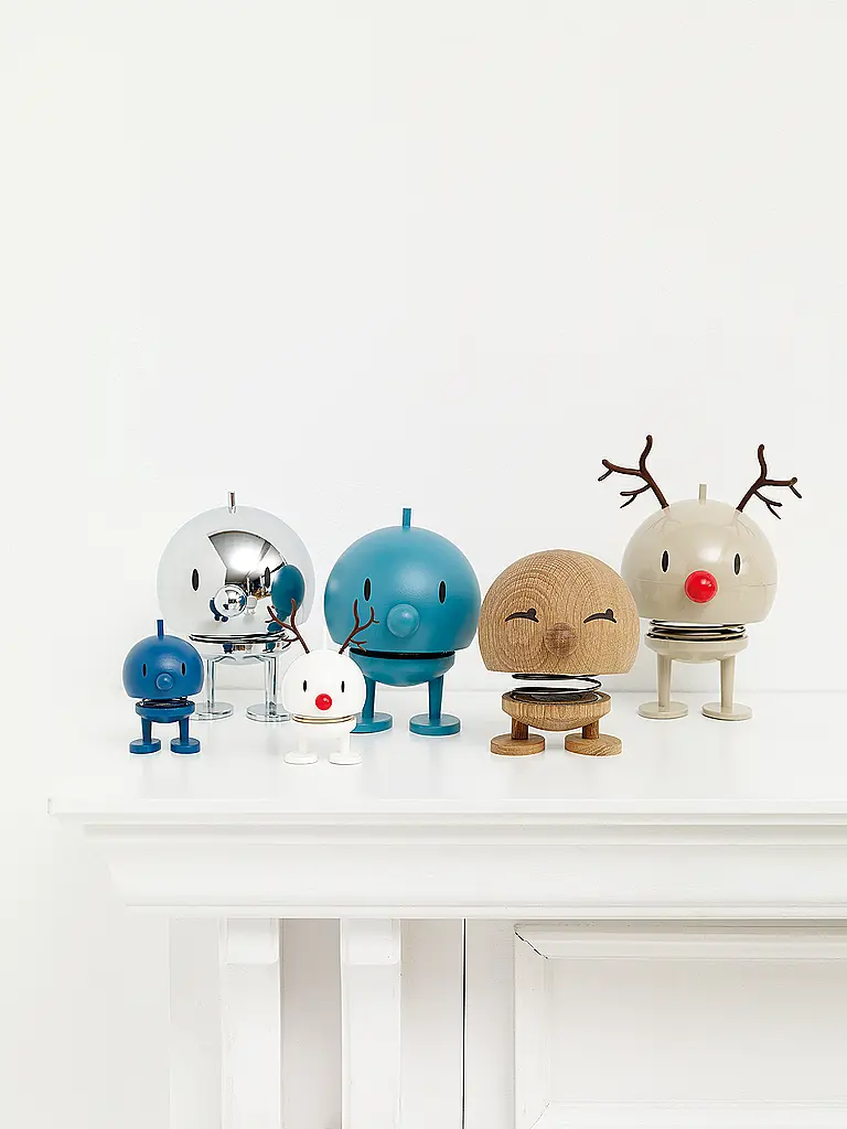 HOPTIMIST | Dekofigur Weihnachts Classic Bumble 9,5cm White Reideer  | Weiss