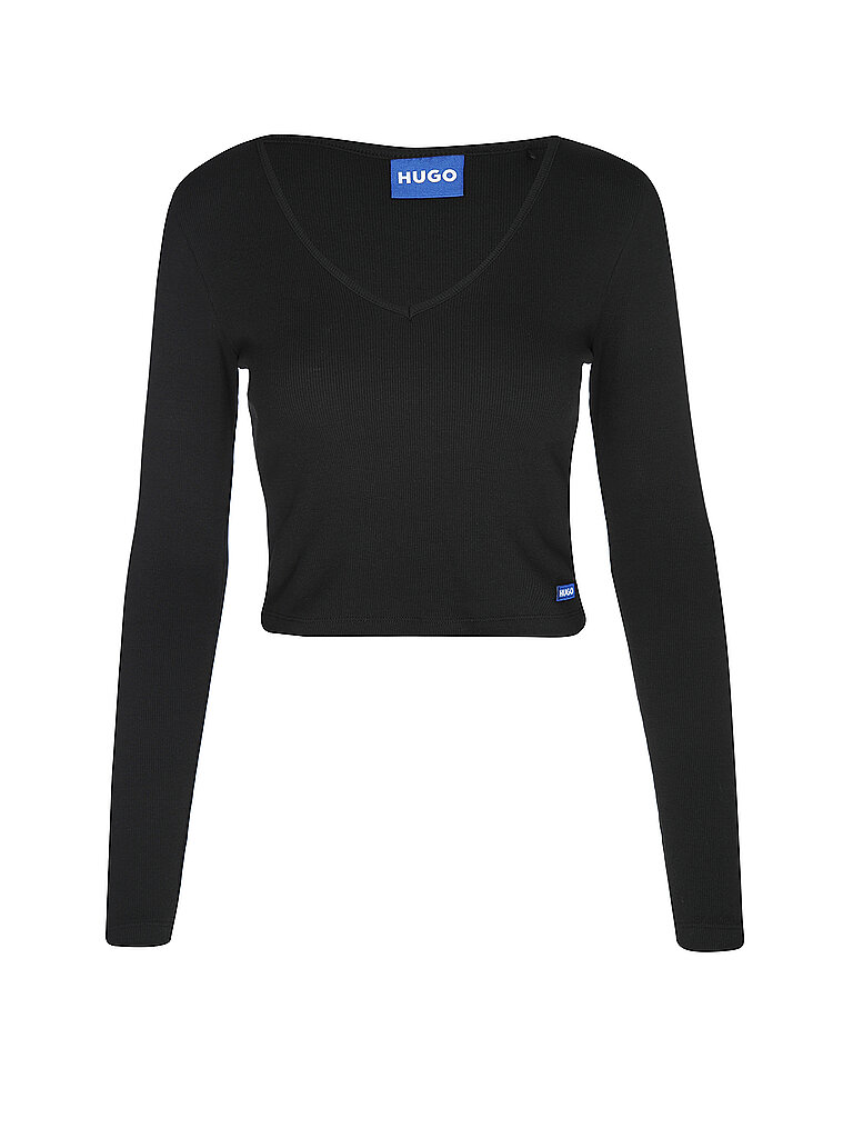 HUGO Langarmshirt DARIMINA Cropped Fit  schwarz   XL damen