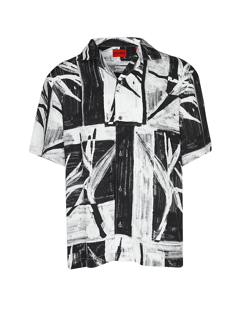 HUGO Hemd Oversized Fit EXOLINO  schwarz | M