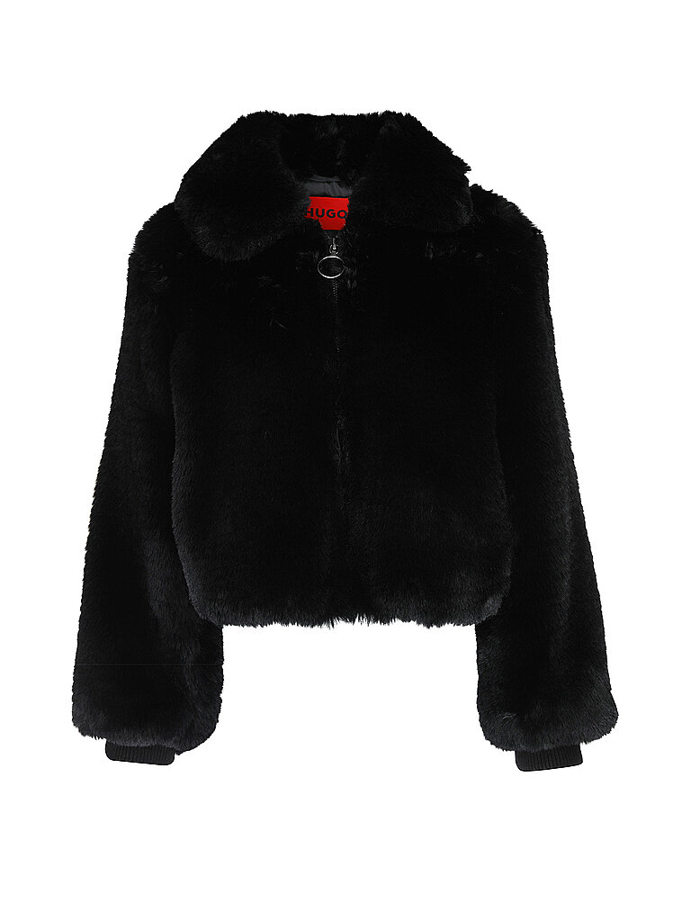 HUGO Jacke in Felloptik FABI schwarz | XS
