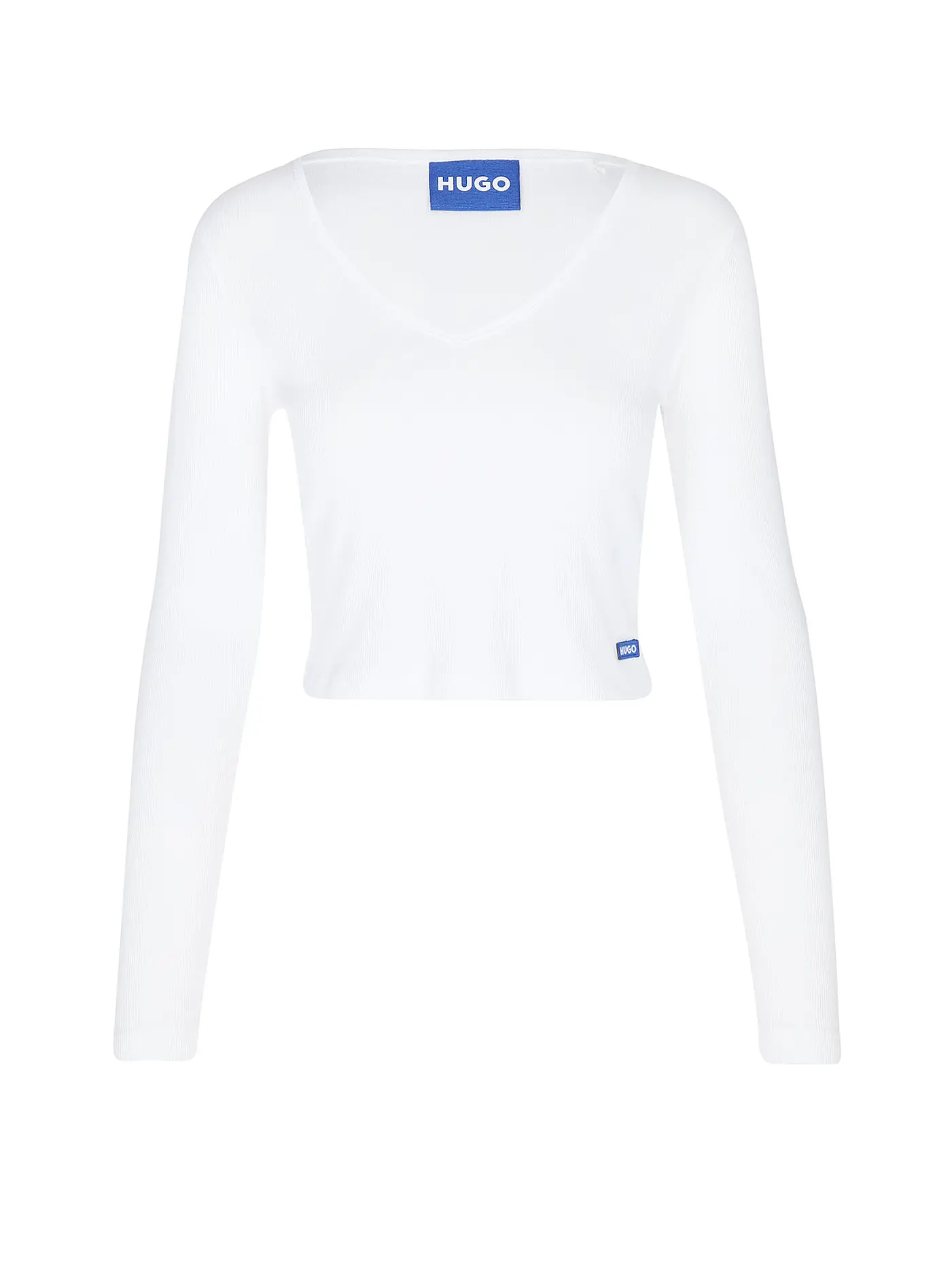 HUGO | Langarmshirt DARIMINA Cropped Fit  | weiss