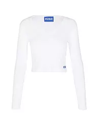 HUGO | Langarmshirt DARIMINA Cropped Fit  | weiss