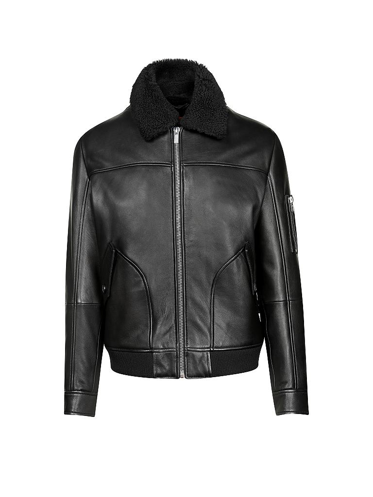 HUGO | Lederjacke mit Lammfell "Lannson" | 