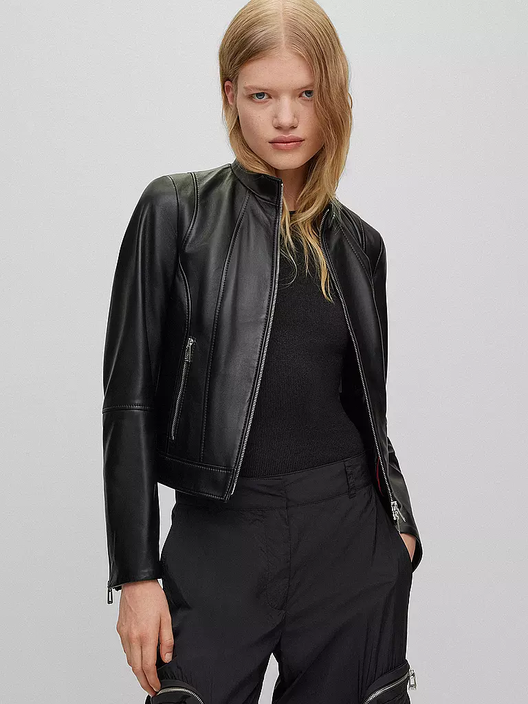 HUGO | Lederjacke | schwarz