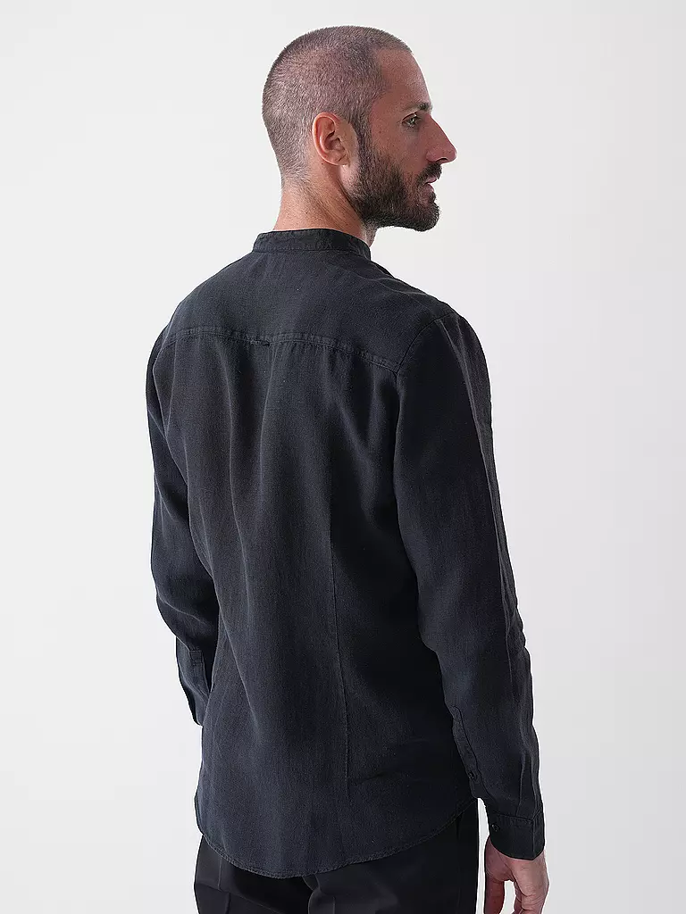 HUGO | Leinenhemd Slim Fit ELVORY  | schwarz
