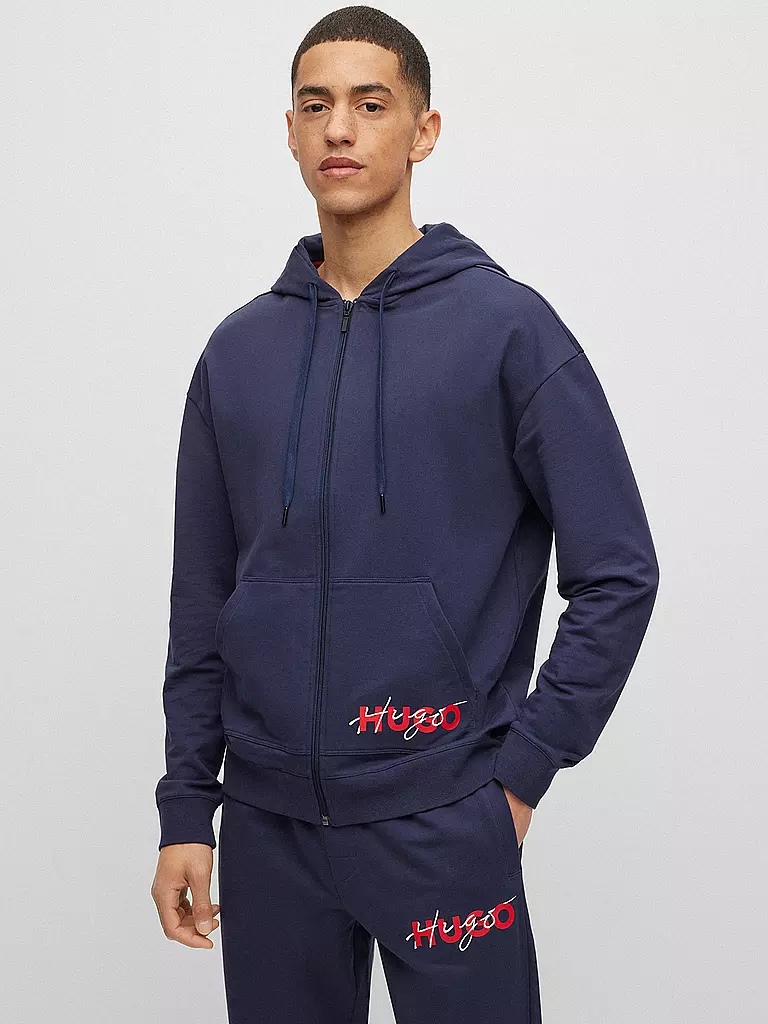 HUGO | Loungewear Sweatjacke | dunkelblau