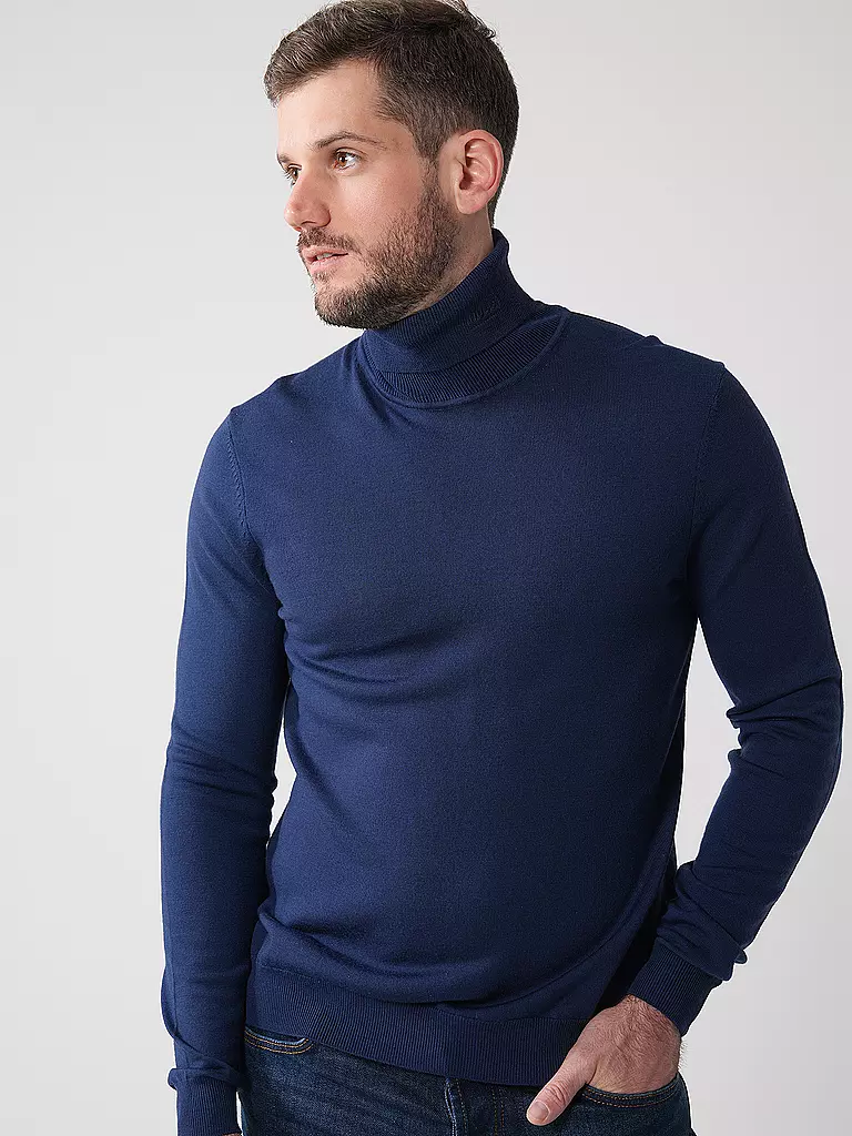 HUGO | Rollkragenpullover SAN THOMAS | blau
