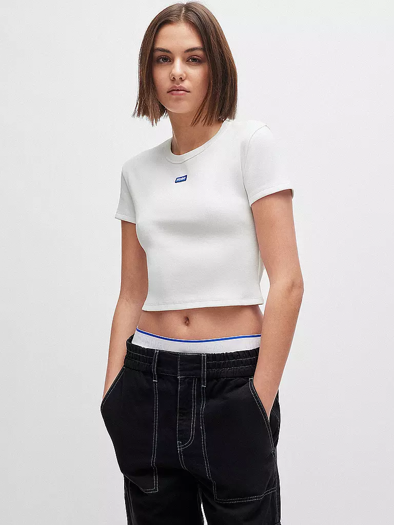 HUGO | T-Shirt Cropped Fit | weiss