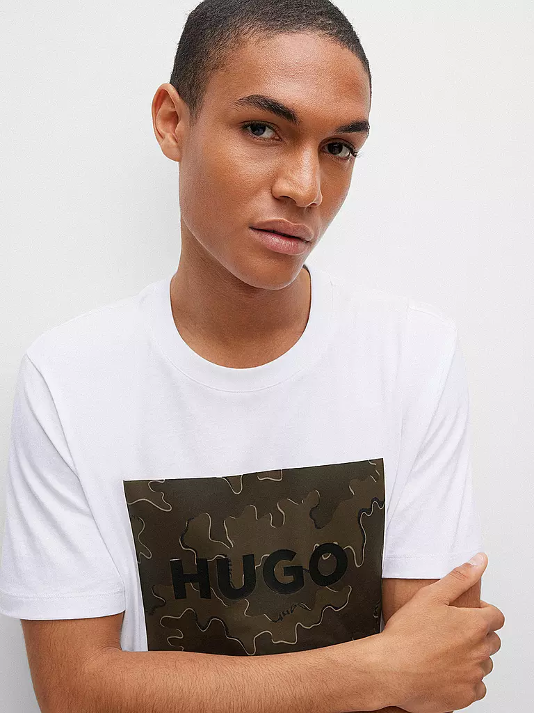HUGO | T-Shirt DULIVE CAMO | weiss