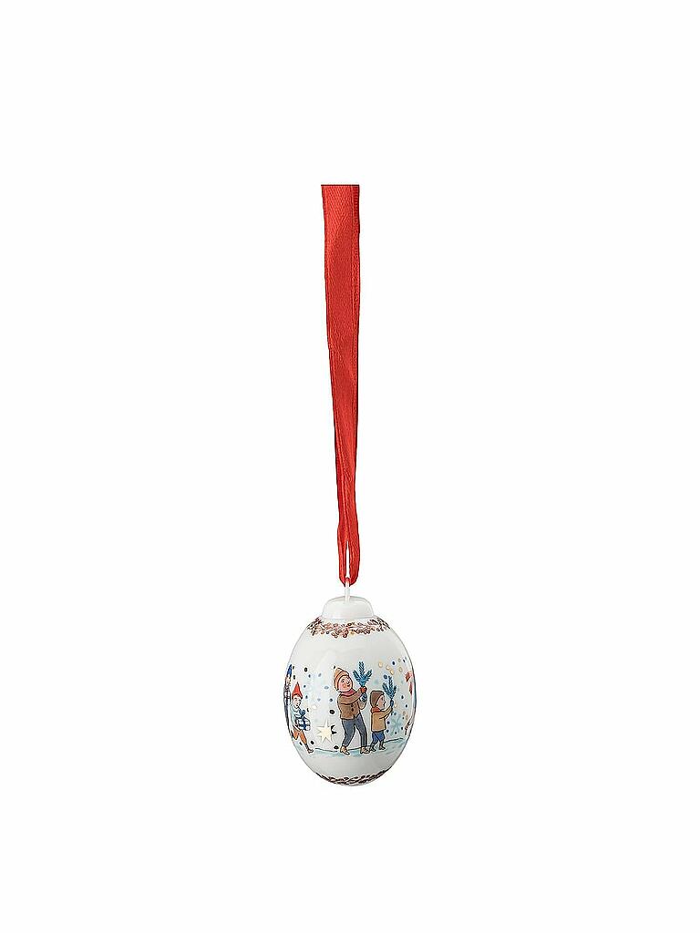 HUTSCHENREUTHER | Weihnachtsschmuck Porzellan Mini Weihnachtskugel Kinder mit Zweige 4,5cm  | bunt