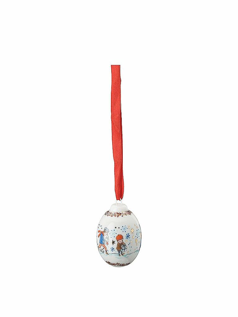 HUTSCHENREUTHER | Weihnachtsschmuck Porzellan Mini Weihnachtskugel Kinder mit Zweige 4,5cm  | bunt