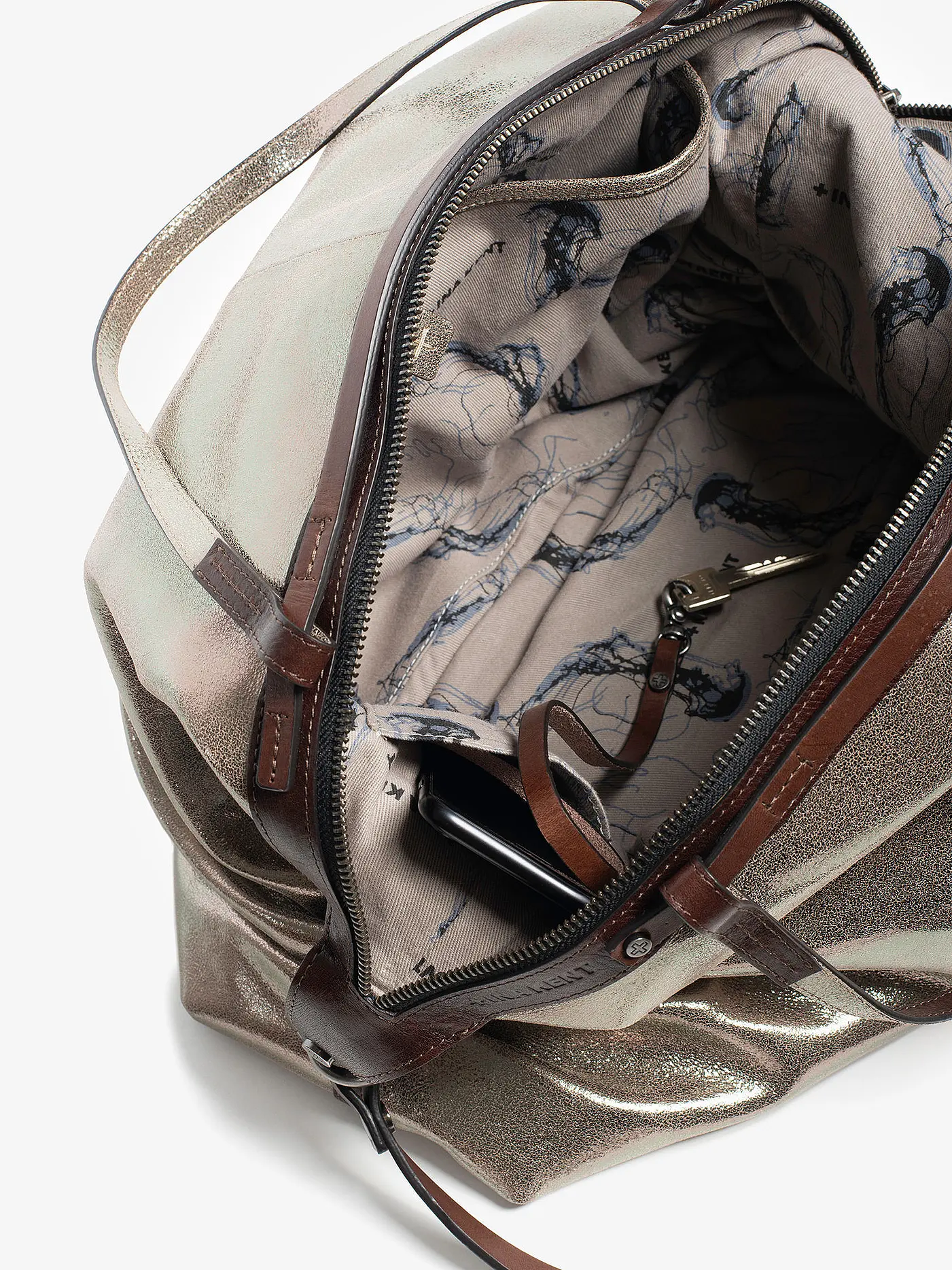 INA KENT | Ledertasche - Henkeltasche DELA EDEN ED. 1 | silber