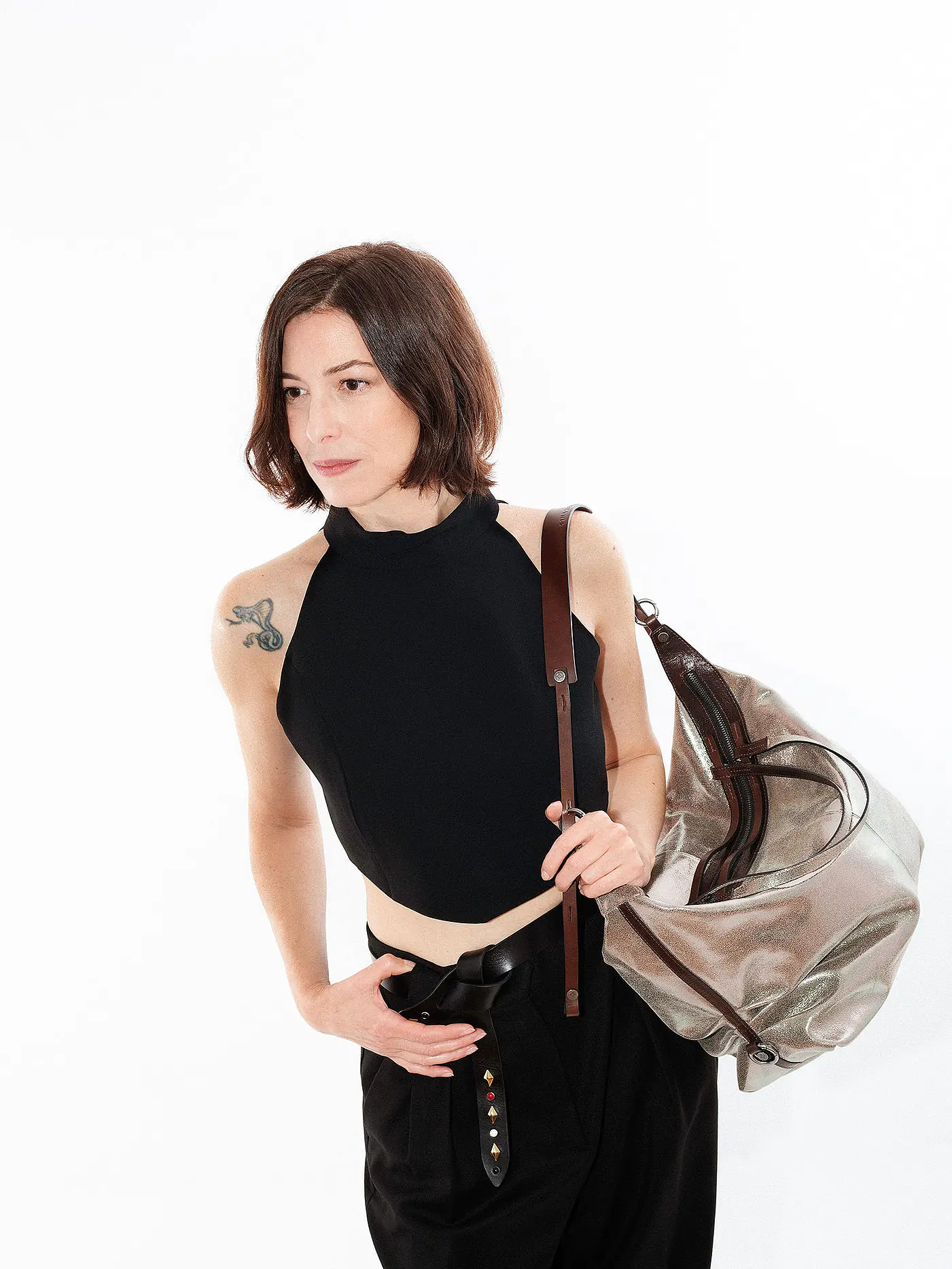 INA KENT | Ledertasche - Henkeltasche DELA EDEN ED. 1 | silber