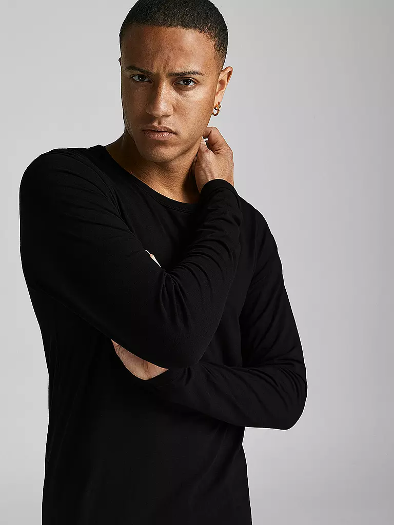 JACK & JONES | Basic Langarmshirt | Schwarz